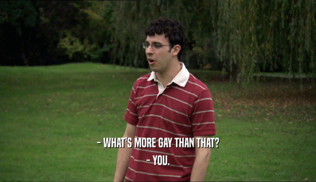 - WHAT'S MORE GAY THAN THAT? - YOU. 