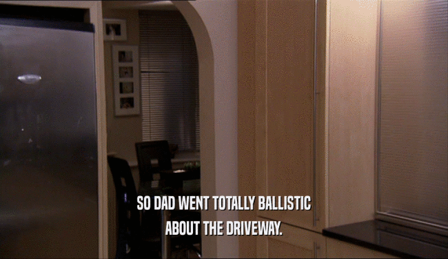 SO DAD WENT TOTALLY BALLISTIC ABOUT THE DRIVEWAY. 