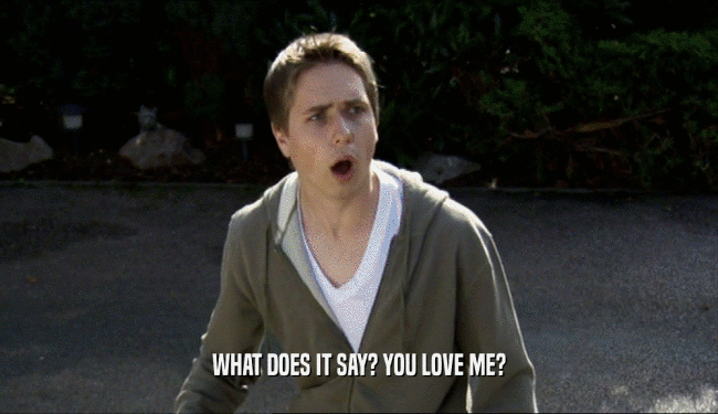 WHAT DOES IT SAY? YOU LOVE ME?  