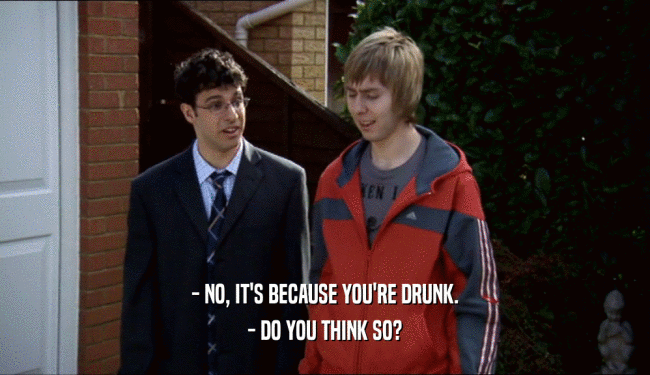 - NO, IT'S BECAUSE YOU'RE DRUNK. - DO YOU THINK SO? 