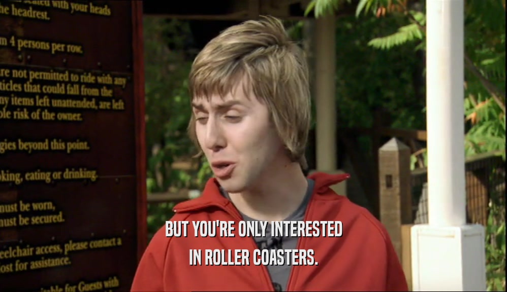 BUT YOU'RE ONLY INTERESTED IN ROLLER COASTERS. 