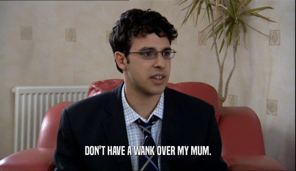 DON'T HAVE A WANK OVER MY MUM.
  