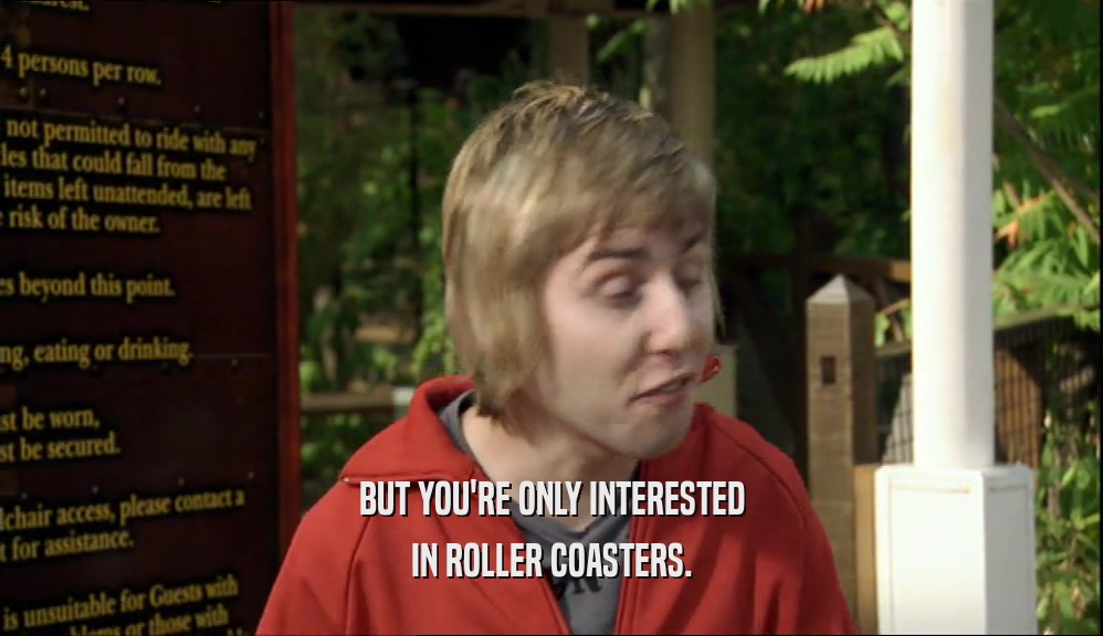 BUT YOU'RE ONLY INTERESTED IN ROLLER COASTERS. 