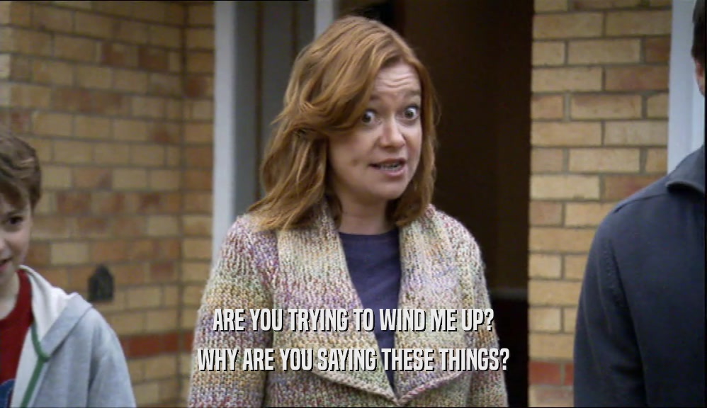 ARE YOU TRYING TO WIND ME UP? WHY ARE YOU SAYING THESE THINGS? 