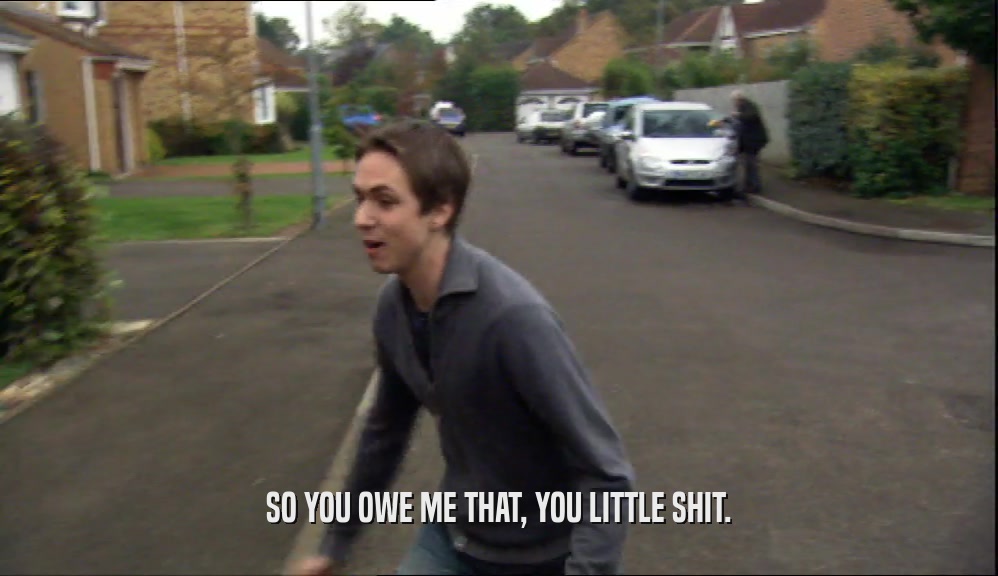 SO YOU OWE ME THAT, YOU LITTLE SHIT.  