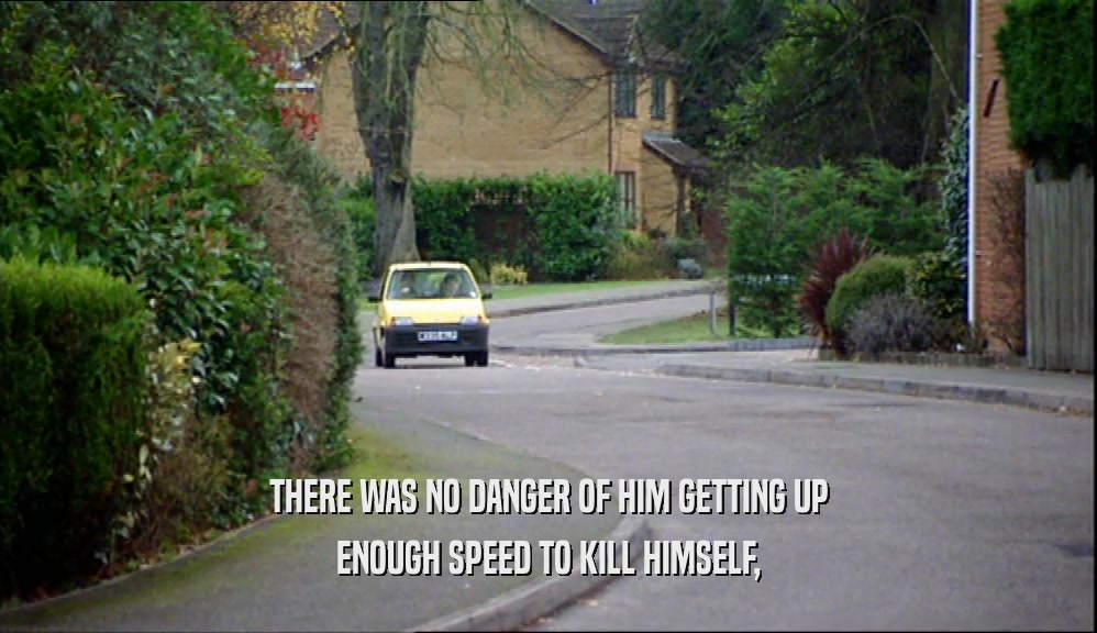 THERE WAS NO DANGER OF HIM GETTING UP ENOUGH SPEED TO KILL HIMSELF, 