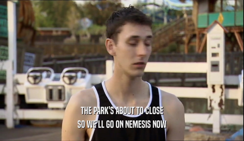 THE PARK'S ABOUT TO CLOSE SO WE'LL GO ON NEMESIS NOW 