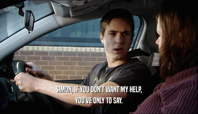 SIMON, IF YOU DON'T WANT MY HELP, YOU'VE ONLY TO SAY. 