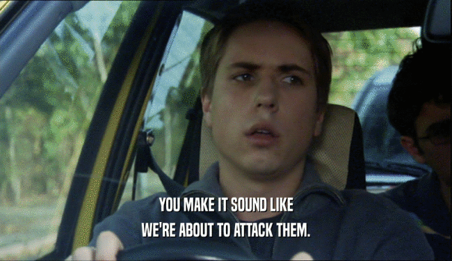 YOU MAKE IT SOUND LIKE WE'RE ABOUT TO ATTACK THEM. 