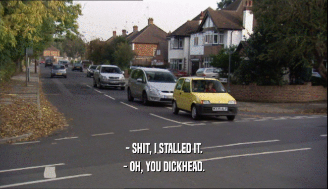 - SHIT, I STALLED IT. - OH, YOU DICKHEAD. 