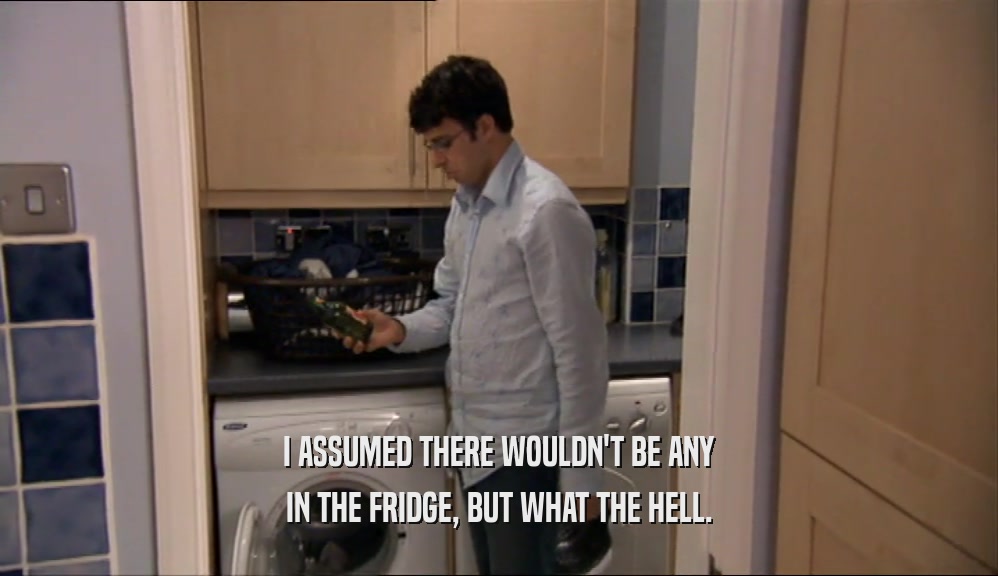 I ASSUMED THERE WOULDN'T BE ANY IN THE FRIDGE, BUT WHAT THE HELL. 