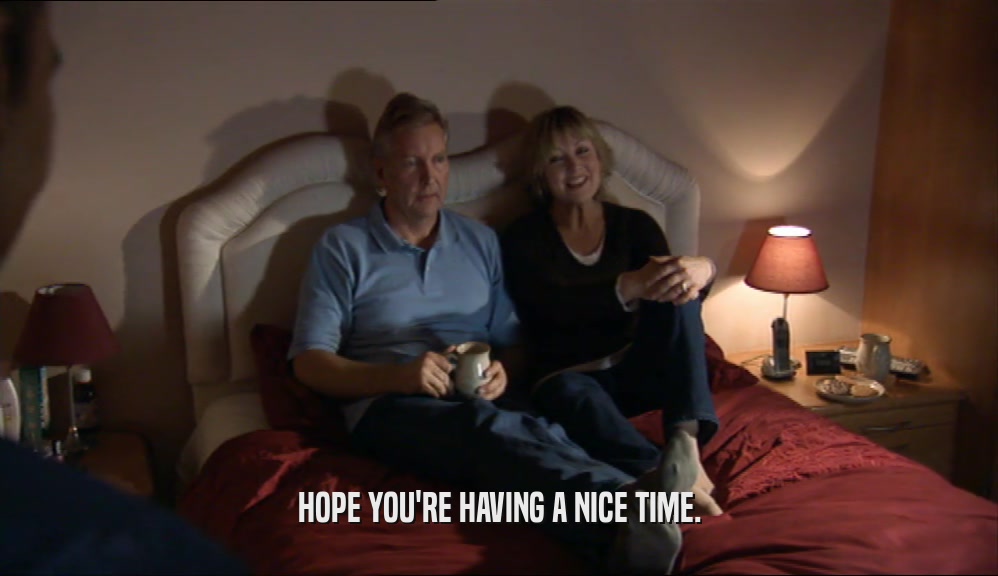 HOPE YOU'RE HAVING A NICE TIME.  