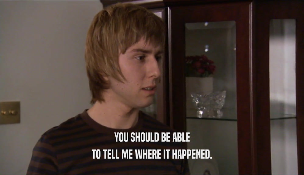 YOU SHOULD BE ABLE TO TELL ME WHERE IT HAPPENED. 