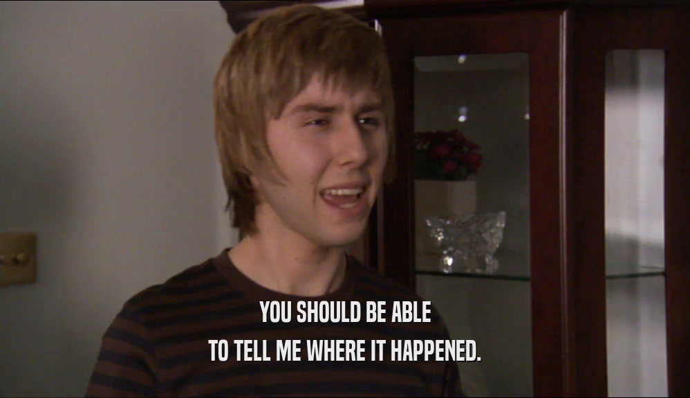 YOU SHOULD BE ABLE TO TELL ME WHERE IT HAPPENED. 