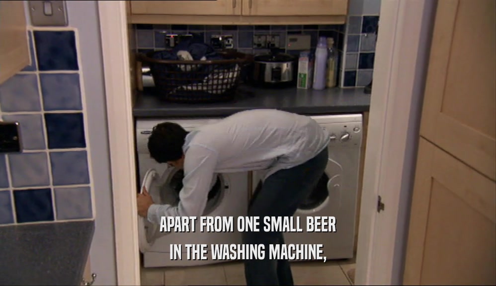 APART FROM ONE SMALL BEER IN THE WASHING MACHINE, 