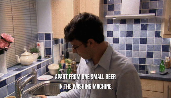 APART FROM ONE SMALL BEER IN THE WASHING MACHINE, 