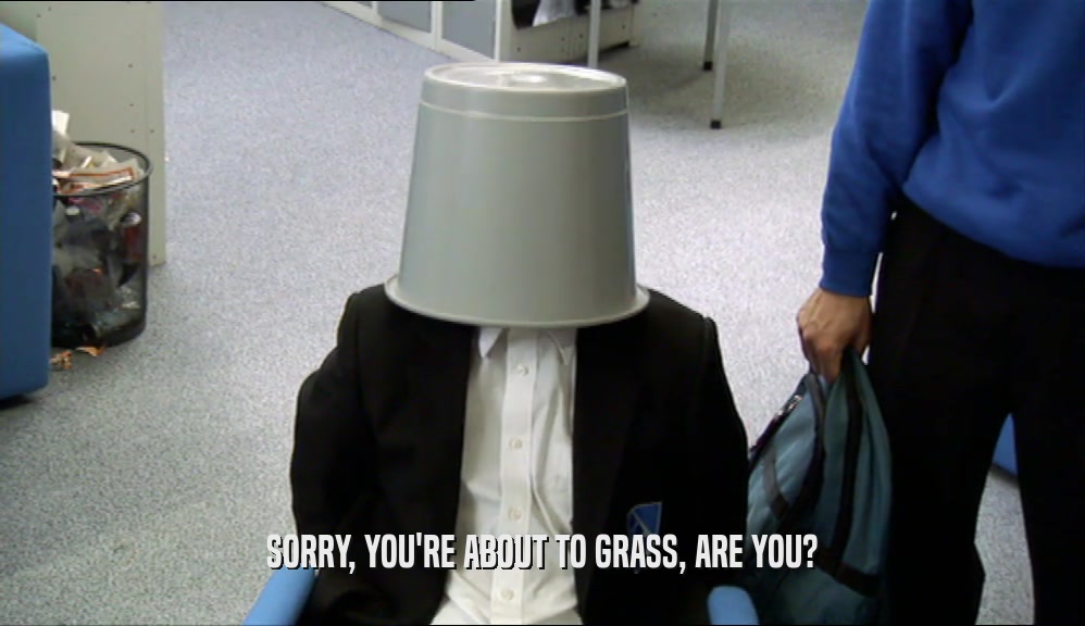 SORRY, YOU'RE ABOUT TO GRASS, ARE YOU?  