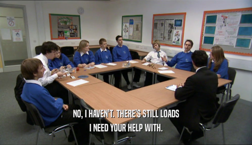 NO, I HAVEN'T. THERE'S STILL LOADS I NEED YOUR HELP WITH. 
