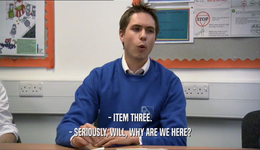 - ITEM THREE. - SERIOUSLY, WILL, WHY ARE WE HERE? 