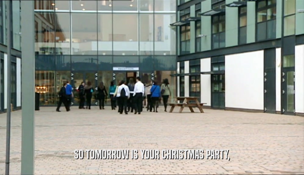 SO TOMORROW IS YOUR CHRISTMAS PARTY,  