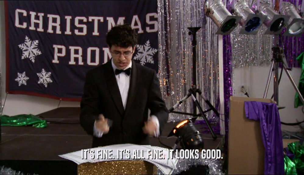 IT'S FINE. IT'S ALL FINE. IT LOOKS GOOD.  