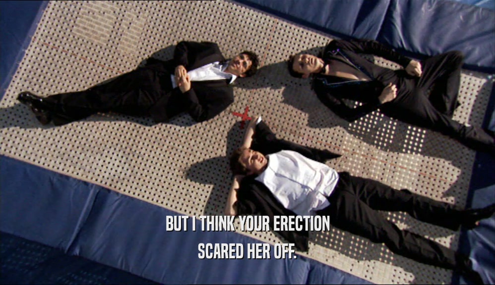 BUT I THINK YOUR ERECTION SCARED HER OFF. 