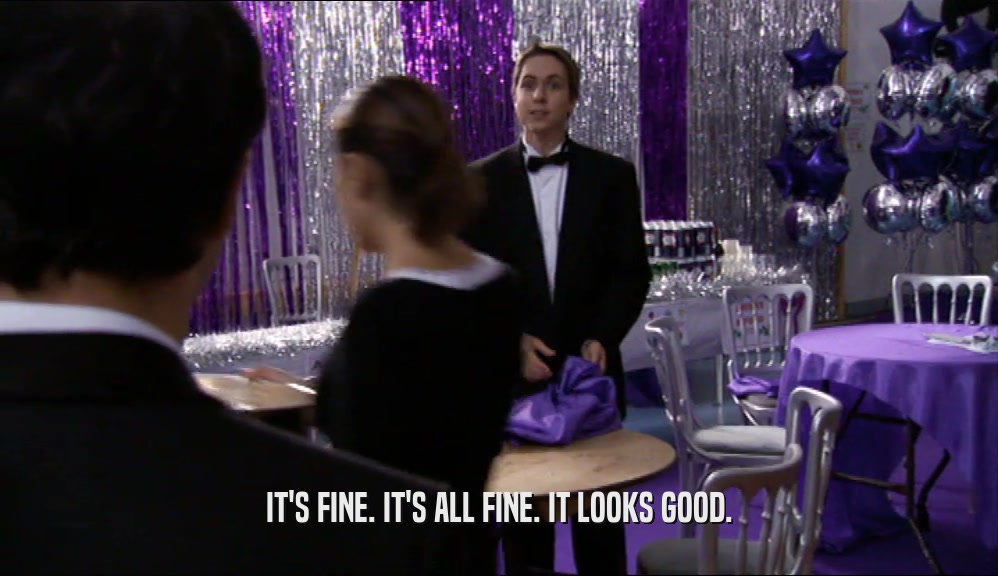 IT'S FINE. IT'S ALL FINE. IT LOOKS GOOD.  