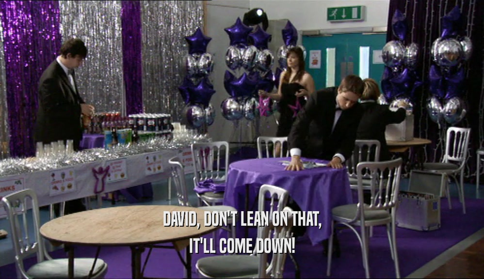 DAVID, DON'T LEAN ON THAT, IT'LL COME DOWN! 