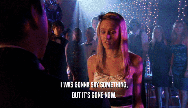 I WAS GONNA SAY SOMETHING, BUT IT'S GONE NOW. 