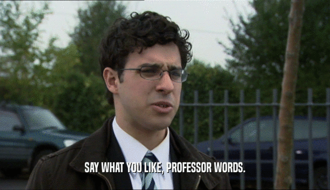 SAY WHAT YOU LIKE, PROFESSOR WORDS.
  