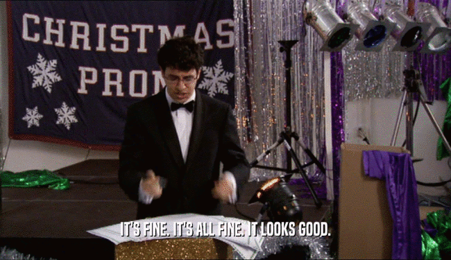 IT'S FINE. IT'S ALL FINE. IT LOOKS GOOD.  