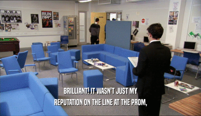 BRILLIANT! IT WASN'T JUST MY REPUTATION ON THE LINE AT THE PROM, 