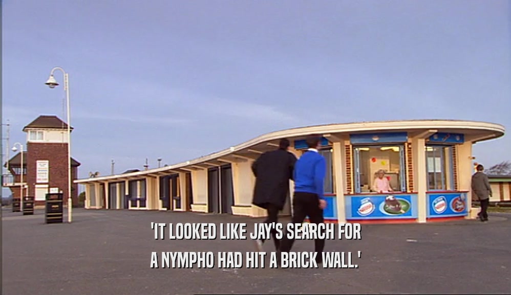 'IT LOOKED LIKE JAY'S SEARCH FOR A NYMPHO HAD HIT A BRICK WALL.' 