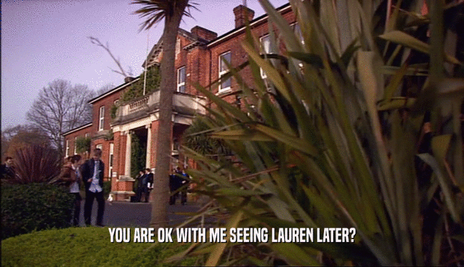 YOU ARE OK WITH ME SEEING LAUREN LATER?  