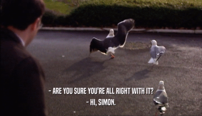 - ARE YOU SURE YOU'RE ALL RIGHT WITH IT? - HI, SIMON. 