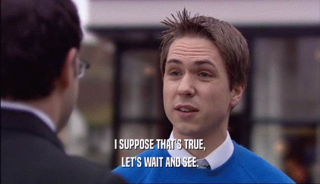 I SUPPOSE THAT'S TRUE, LET'S WAIT AND SEE. 