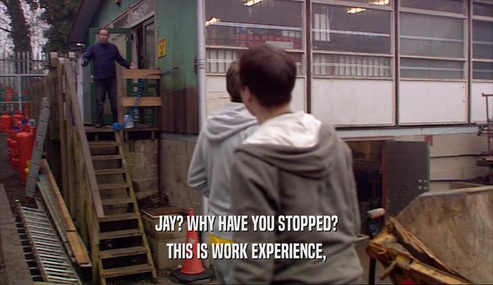 JAY? WHY HAVE YOU STOPPED? THIS IS WORK EXPERIENCE, 