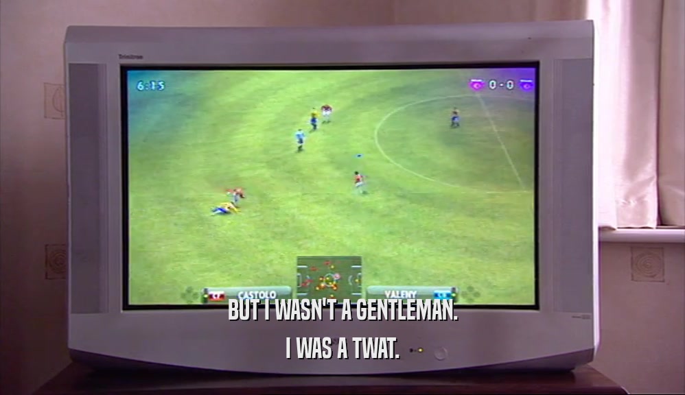 BUT I WASN'T A GENTLEMAN. I WAS A TWAT. 