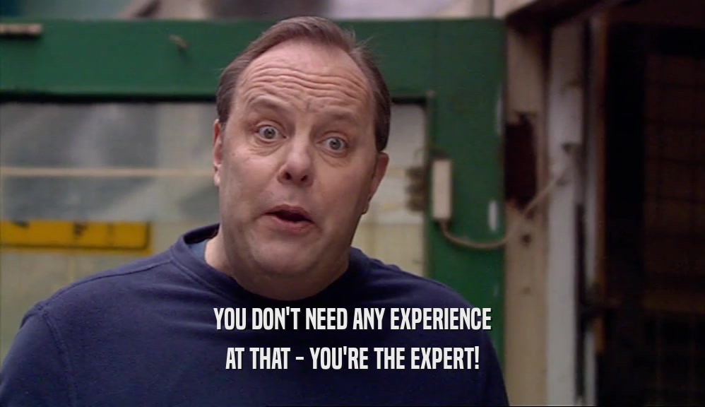 YOU DON'T NEED ANY EXPERIENCE AT THAT - YOU'RE THE EXPERT! 