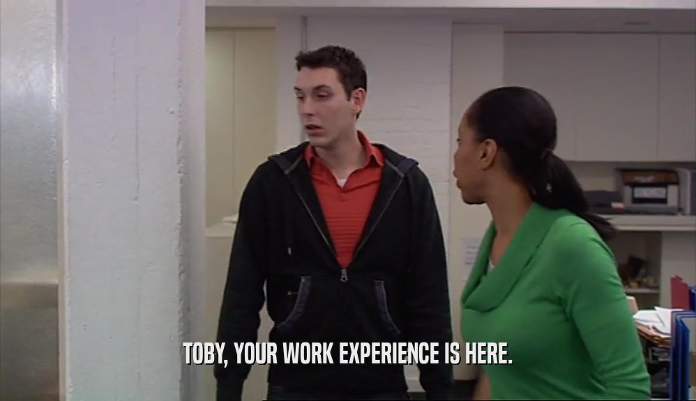 TOBY, YOUR WORK EXPERIENCE IS HERE.  