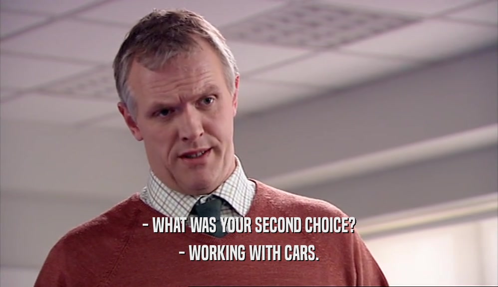 - WHAT WAS YOUR SECOND CHOICE? - WORKING WITH CARS. 