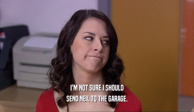 I'M NOT SURE I SHOULD SEND NEIL TO THE GARAGE. 