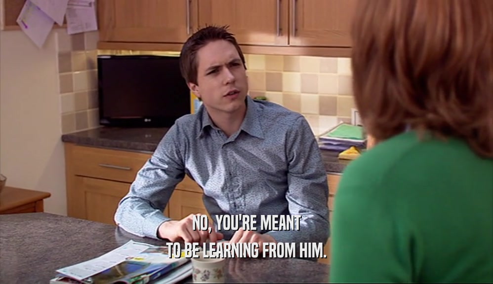 NO, YOU'RE MEANT TO BE LEARNING FROM HIM. 