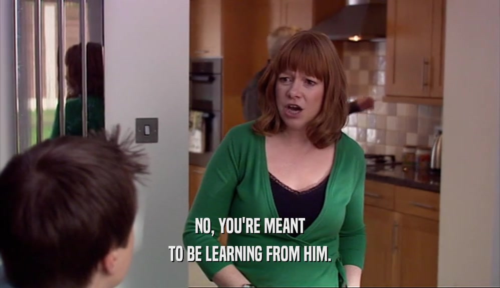 NO, YOU'RE MEANT TO BE LEARNING FROM HIM. 
