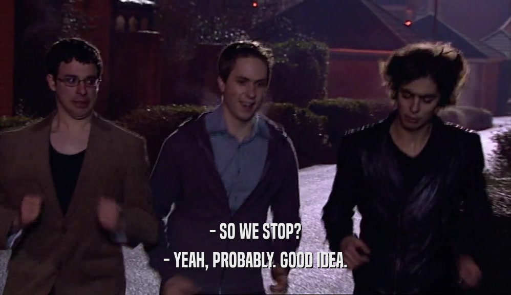- SO WE STOP? - YEAH, PROBABLY. GOOD IDEA. 