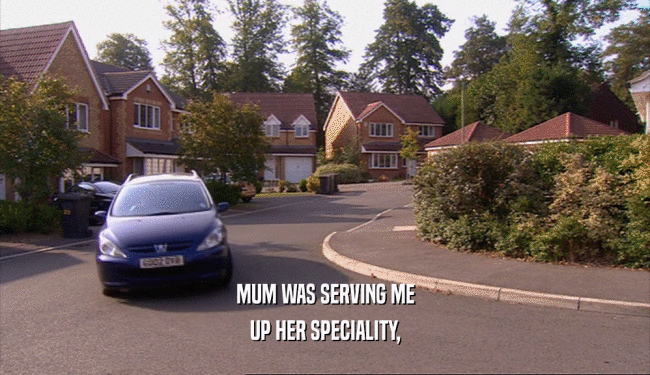 MUM WAS SERVING ME UP HER SPECIALITY, 