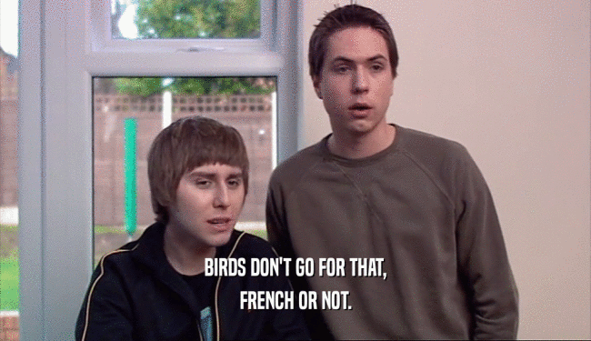 BIRDS DON'T GO FOR THAT,
 FRENCH OR NOT.
 