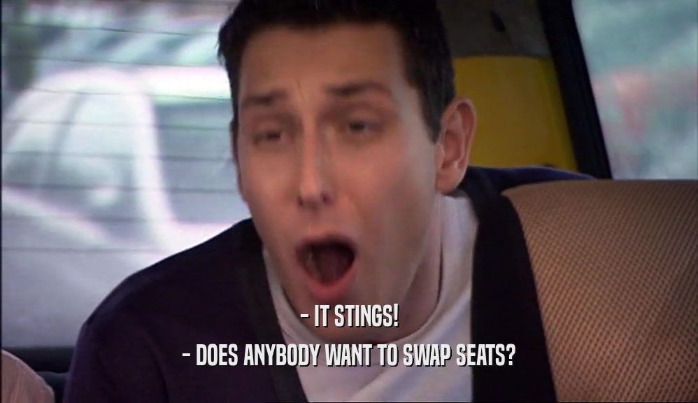 - IT STINGS! - DOES ANYBODY WANT TO SWAP SEATS? 