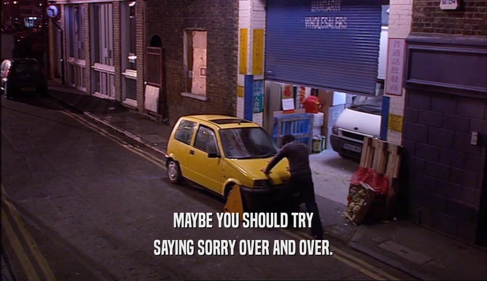 MAYBE YOU SHOULD TRY SAYING SORRY OVER AND OVER. 