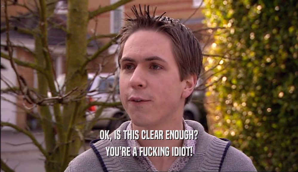 OK, IS THIS CLEAR ENOUGH? YOU'RE A FUCKING IDIOT! 